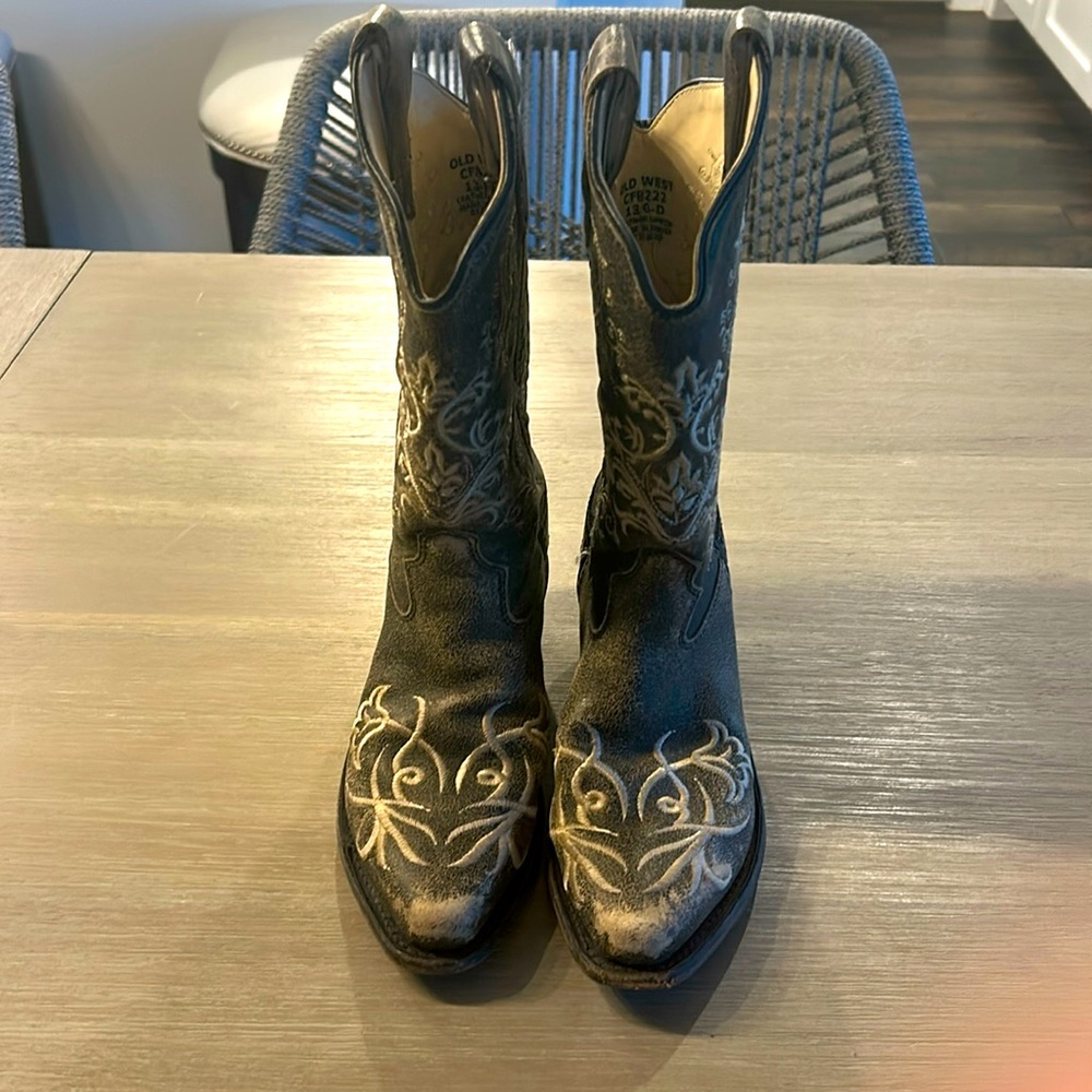 OLD WEST girl's‎ western boot in brown\ cream